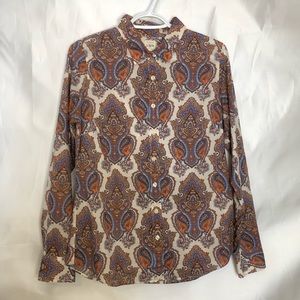 Sz S- J. Crew factory paisley purple orange shirt Sz S